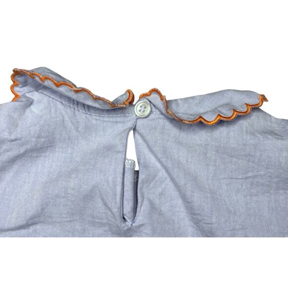 BELLA BLISS Long Sleeve Pima Scallop Collar Long Sleeve Blouse Size 8 - Picture 8 of 9